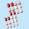 24Pcs Christmas Press on Nails Short Square Red French Tip Fake Nails with White Snowflake Xmas Elk Design Glue on Nails Red Acrylic False Nails Winter Press ons for Women Holiday Nail Art Supplies view 3