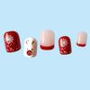 24Pcs Christmas Press on Nails Short Square Red French Tip Fake Nails with White Snowflake Xmas Elk Design Glue on Nails Red Acrylic False Nails Winter Press ons for Women Holiday Nail Art Supplies view 4