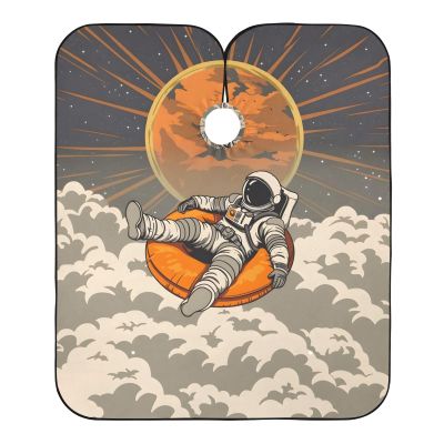 Barber Cape Salon Cape Hairdressing Apron Haircutting Waterproof Astronaut Sunset for Adults Clients with Designs Adjustable Neck Closure