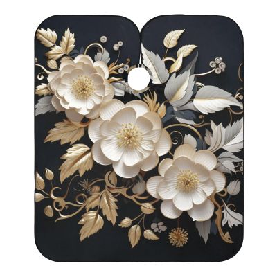 Barber Cape Salon Cape Hairdressing Apron Haircutting Waterproof White Flower Carved for Adults Clients with Designs Adjustable Neck Closure