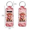 Baxinh Highland Cattle Lip Balm Lipstick Gloss Dispenser Sleeve Pouch Waterproof Heart Pattern Leather for Valentine's Day view 2