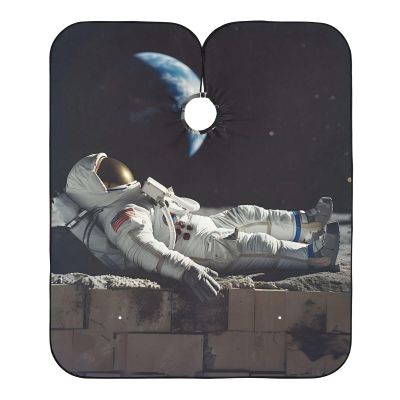 Barber Cape Salon Cape Hairdressing Apron Haircutting Waterproof Astronaut Moon for Adults Clients with Designs Adjustable Neck Closure