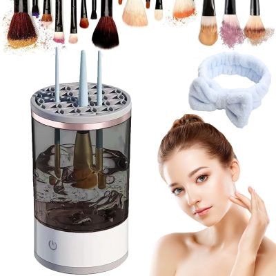 2025 New Make Up Brush Cleaner, Cosmetic Brush Cleaner, Automatic Spinning Makeup Brush Cleaner for All Size Makeup Brush (Black-1Pcs)