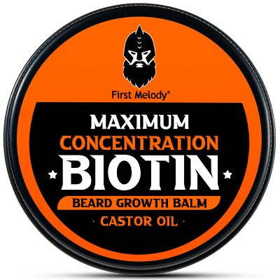 First Melody Beard Balm, 2X Concentration Biotin, with Castor Oil and Argan & Jojoba Oils, Promotes Beard Growth, Styles, Strengthens & Softens Beards & Mustaches, 2 Ounce