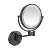 8 in Round Wall-Mounted Bathroom Mirror LED Lighted Makeup Mirror Wall Mount with Lights and 3X Magnification, Lighted Wall Mount Mirror Double Sided Swivel Extendable,Nickel(Black,Charging) view 1