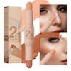 Dual-Ended Cream Contour Stick - Long-Lasting, Waterproof, Face Contour Makeup for All Skin Tones Highlighter Stick Easy to Blend, Achieve a Flawless Look (#02 Light lvory+Light coffee, A) view 4