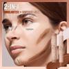 Dual-Ended Cream Contour Stick - Long-Lasting, Waterproof, Face Contour Makeup for All Skin Tones Highlighter Stick Easy to Blend, Achieve a Flawless Look (#01 Light Beige+Light Brown, A) view 2