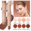 Dual-Ended Cream Contour Stick - Long-Lasting, Waterproof, Face Contour Makeup for All Skin Tones Highlighter Stick Easy to Blend, Achieve a Flawless Look (#01 Light Beige+Light Brown, A) view 3