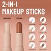 Dual-Ended Cream Contour Stick - Long-Lasting, Waterproof, Face Contour Makeup for All Skin Tones Highlighter Stick Easy to Blend, Achieve a Flawless Look (#01 Light Beige+Light Brown, A) view 4