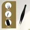 3 PCS Needle Nose Tweezers Ingrown Hair Precision Needle Nose Pointed Tweezers Kit Extra Thin Tweezers Stainless Remover for Face Blackhead Remover for Eyebrow Hair Facial Hair Removal view 3