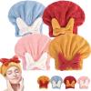 AIMILESHANG New Super Absorbent Hair Towel Wrap for Wet Hair,Efficient HairTowelCapDryQuicklyandNaturally,Soft Absorbent Quick Drying Cap with Bow-Knot,for Women with Long andThick Hair. (Blue+Red) view 2