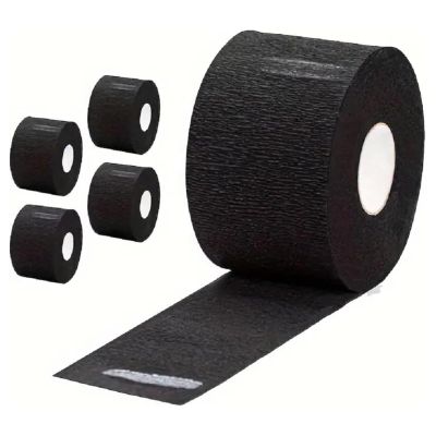 5 Rolls Barber Neck Strips (500 Count Total) - Disposable Stretchable Paper Neckbands for Haircuts | Barber Salon Supplies & Accessories (Black,5 Rolls)
