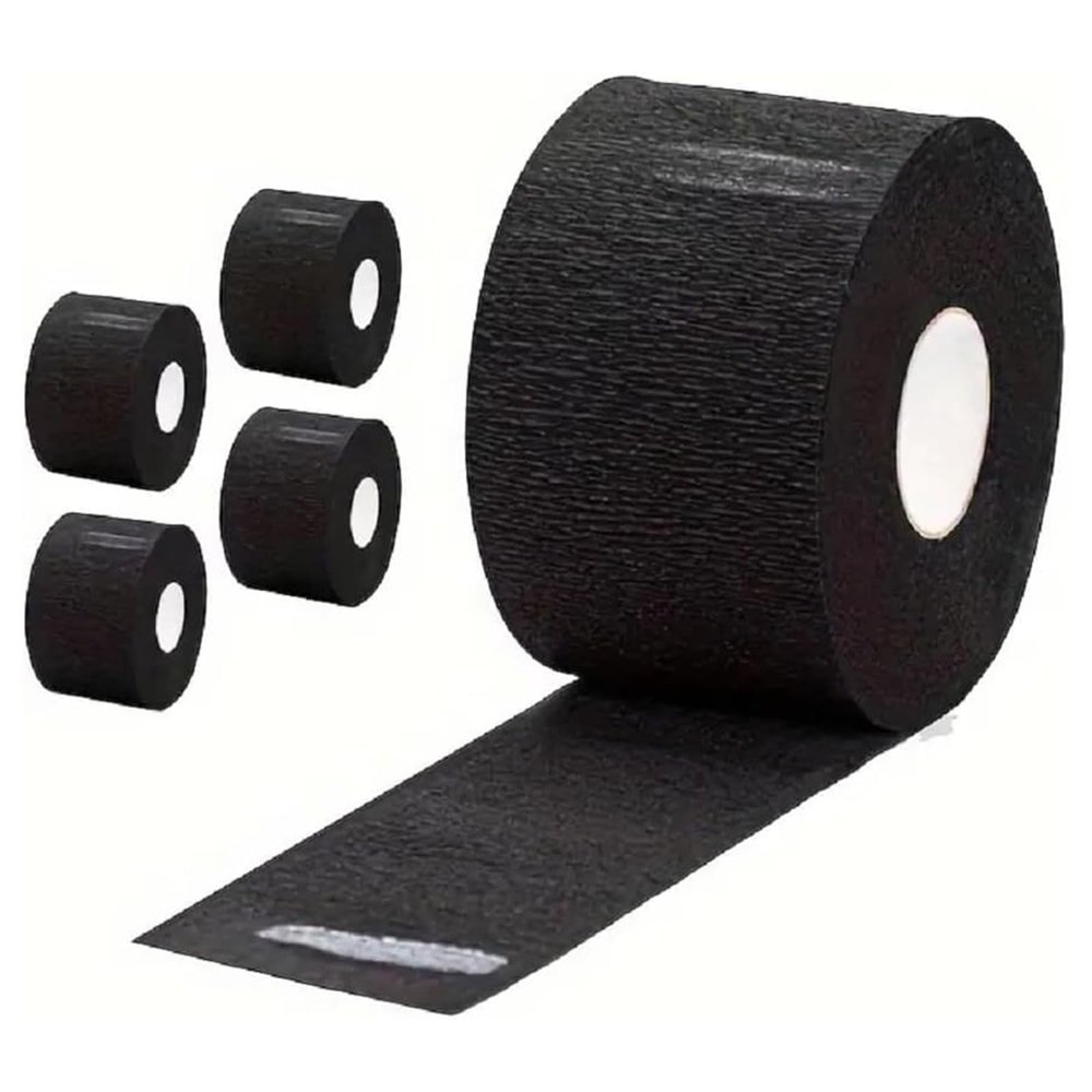 5 Rolls Barber Neck Strips (500 Count Total) - Disposable Stretchable Paper Neckbands for Haircuts | Barber Salon Supplies & Accessories (Black,5 Rolls)