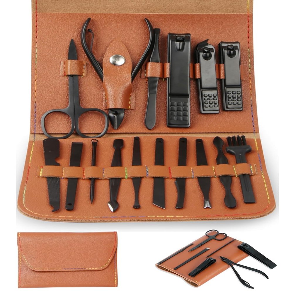 16 IN 1 Proffesional Stainless Steel Manicure Pedicure Kit For Women Pedicure Tools Set Nail Cutter Grooming Kit With Acne needle, Blackhead Tool Manicure Tool Kit Pedicure Tools
