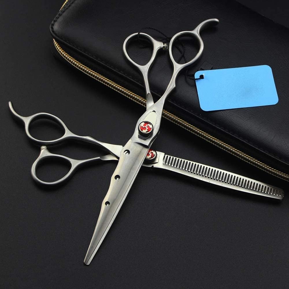 Left-Handed Professional Hairdressing Scissor,Hair Cutting Kit Hair Tools Hair Scissors Straight Scissors Thinning Barber Scissors Salon 7.0 Inch(E,Tooth cut 7 inch)