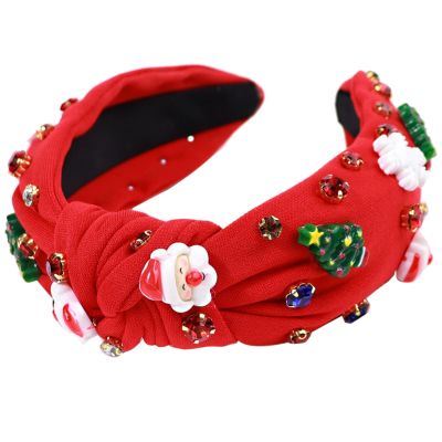 Festive Rhinestone Hairband, Holiday Accessory With Santa And Snowflake, Crystal Embellished Christmas Headband, Holiday Party Hairpiece
