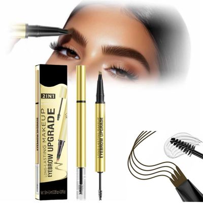 2025 New Microblading Eyebrow Pen,Brow Pencil 2-in-1 Dual-Ended Microblading Eyebrow Pen with Micro-Fork-Tip and Precise Brush-Tip Create Natural Hair-Like Brows (Black Brown)