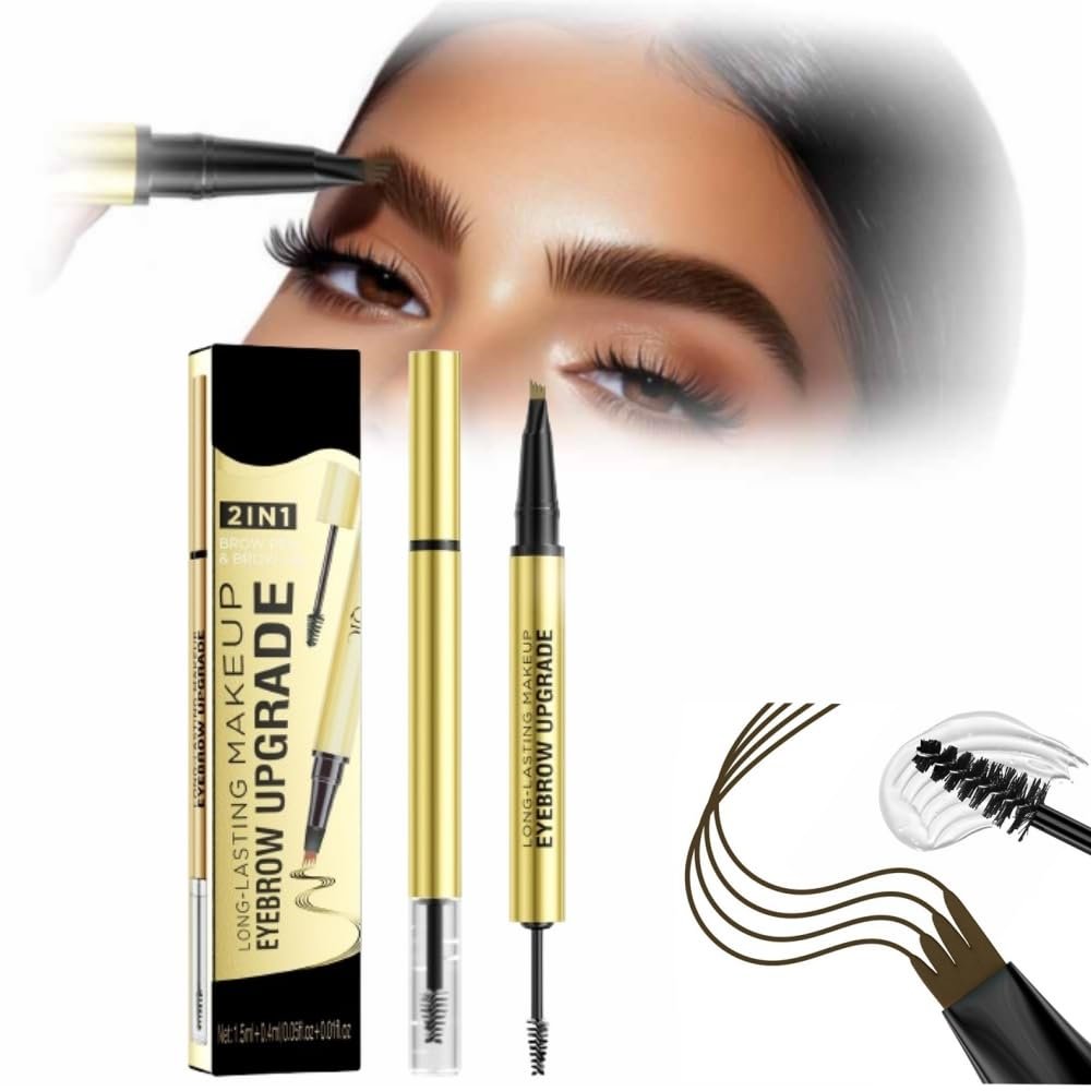 2025 New Microblading Eyebrow Pen,Brow Pencil 2-in-1 Dual-Ended Microblading Eyebrow Pen with Micro-Fork-Tip and Precise Brush-Tip Create Natural Hair-Like Brows (Black Brown)