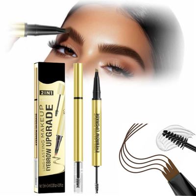 2025 New Microblading Eyebrow Pen,Brow Pencil 2-in-1 Dual-Ended Microblading Eyebrow Pen with Micro-Fork-Tip and Precise Brush-Tip Create Natural Hair-Like Brows (Brown)