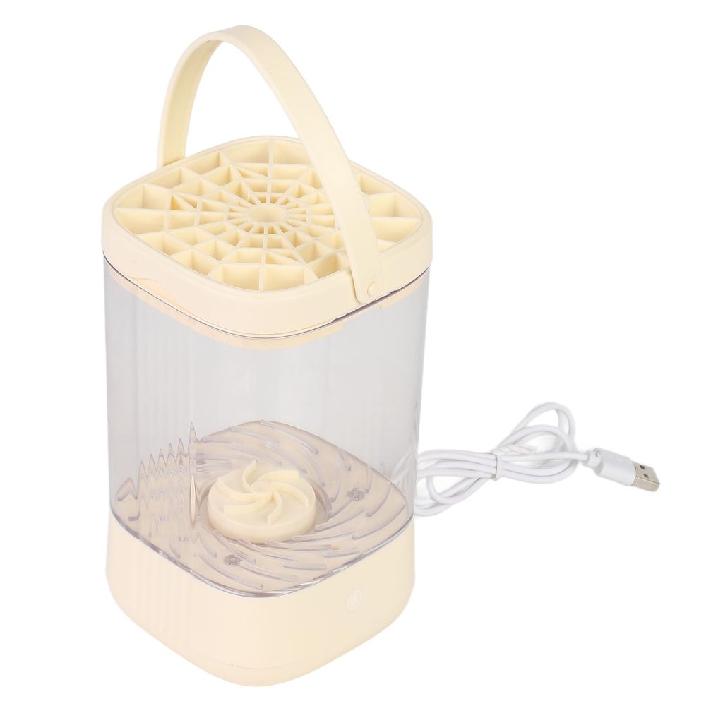 Electric Makeup Brush Cleaner Automatic Cleaning Machine Portable Device Home Beauty Salon (Beige)
