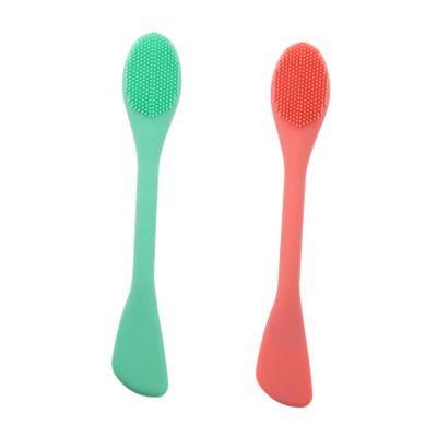 ASAKKURA 2pcs Double-Sided Silicone Face Cleansing Brush for Gentle Exfoliation and Makeup Removal Skin-Friendly Facial Tool Coral Orange and for Daily Use