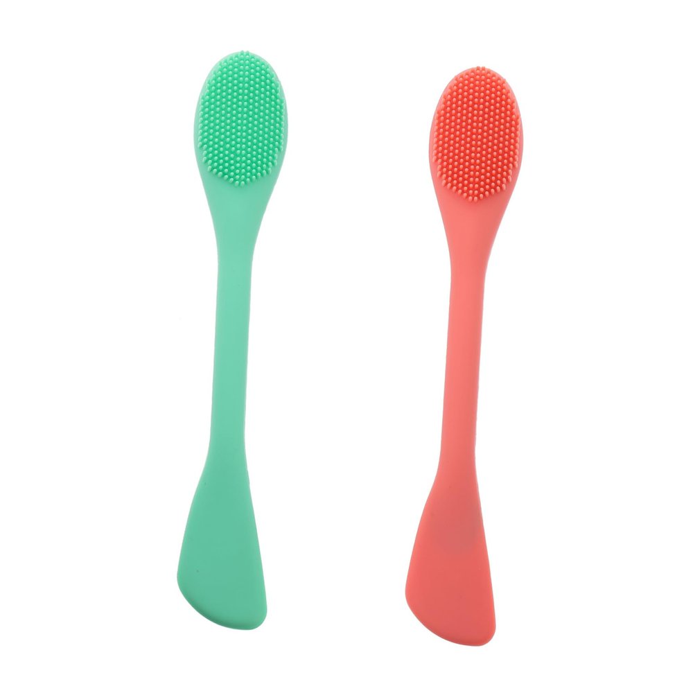 ASAKKURA 2pcs Double-Sided Silicone Face Cleansing Brush for Gentle Exfoliation and Makeup Removal Skin-Friendly Facial Tool Coral Orange and for Daily Use