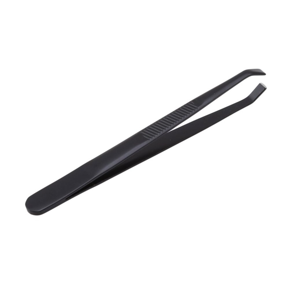 1PCS Eyebrow Tweezers Facial Hair Removal Clip Stainless Steel Flat Slant Tip Eyebrow Eyelash Makeup Tweezer Beauty Tools(Black)