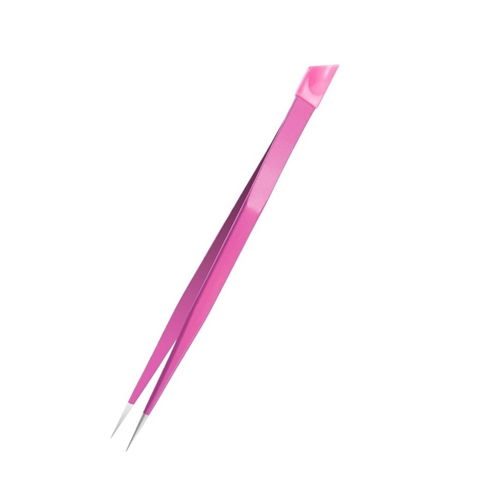 Double Headed Tweezers Multi-Use Tweezers Silicone Pressing Head Nail Clipping Tool Take Sticker Tape Crystal Manicure Tools(Rosey)
