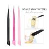 Double Headed Tweezers Multi-Use Tweezers Silicone Pressing Head Nail Clipping Tool Take Sticker Tape Crystal Manicure Tools(Rosey) view 4