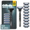 Gillette Mach3 Shaving Razor for Men, 1 Razor Gillette 3-Blade Handle for Mens Grooming, 10 Razor Blade Refills, Lubrication Strip view 1