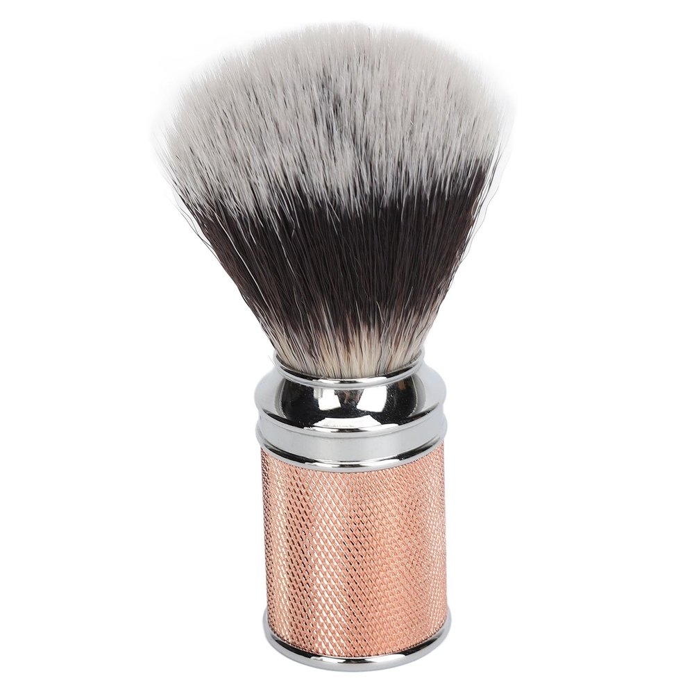 EVGATSAUTO Nylon Beard Foaming Brush, Effectively Increases The Foam Trimming Brush for Shaving Foam, Premium Fiber and Nylon Handle, Gentle Skin Peeling and Beard Care (Pink Gold)