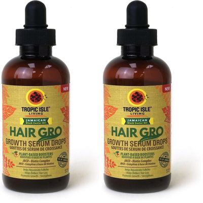 Tropic Isle Living Hair Gro Serum Drops 4oz/ 118ml | Nourishing, Moisturizing and Strengthening Hair Treatment, Paraben & Sulfate Free (Pack of 2)