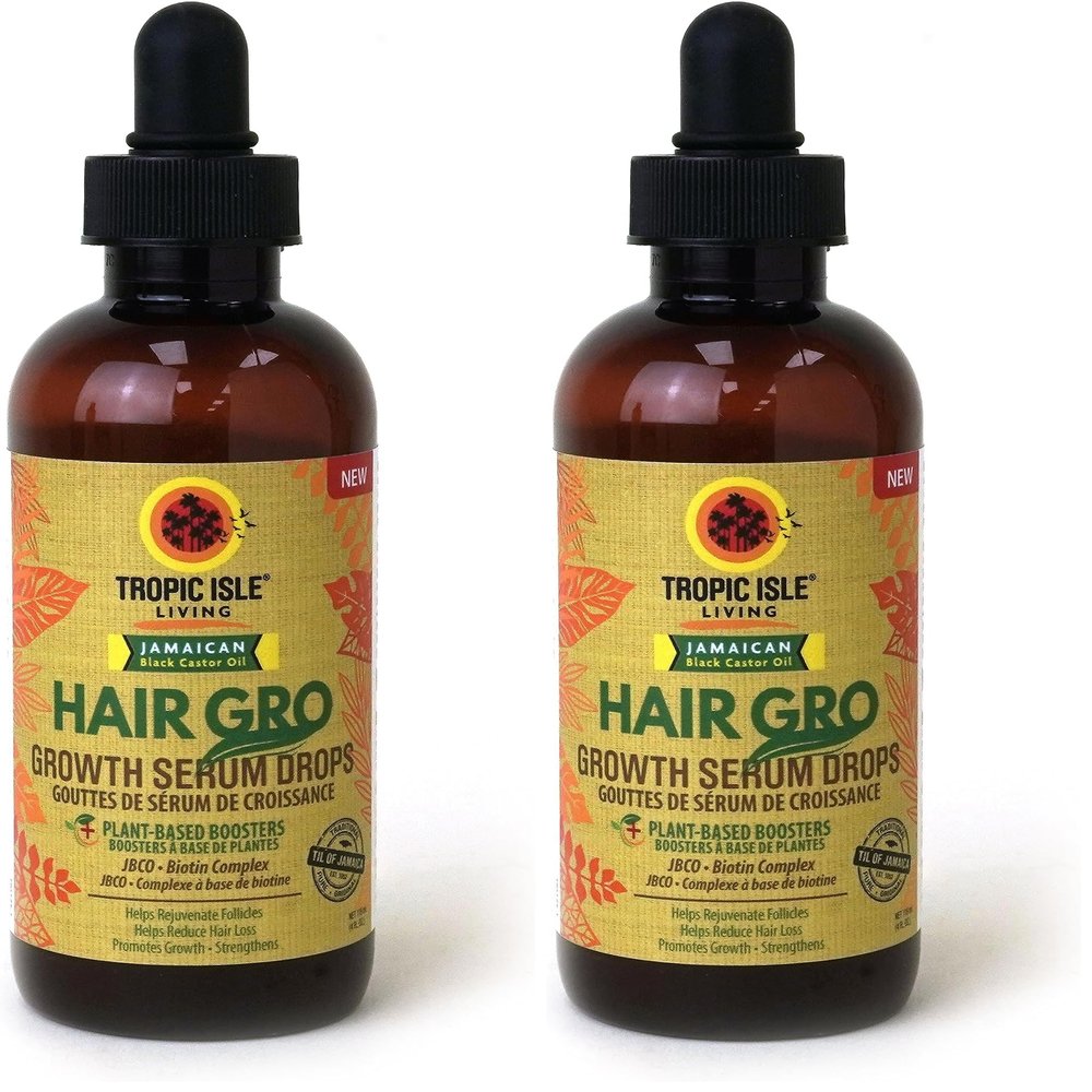 Tropic Isle Living Hair Gro Serum Drops 4oz/ 118ml | Nourishing, Moisturizing and Strengthening Hair Treatment, Paraben & Sulfate Free (Pack of 2)