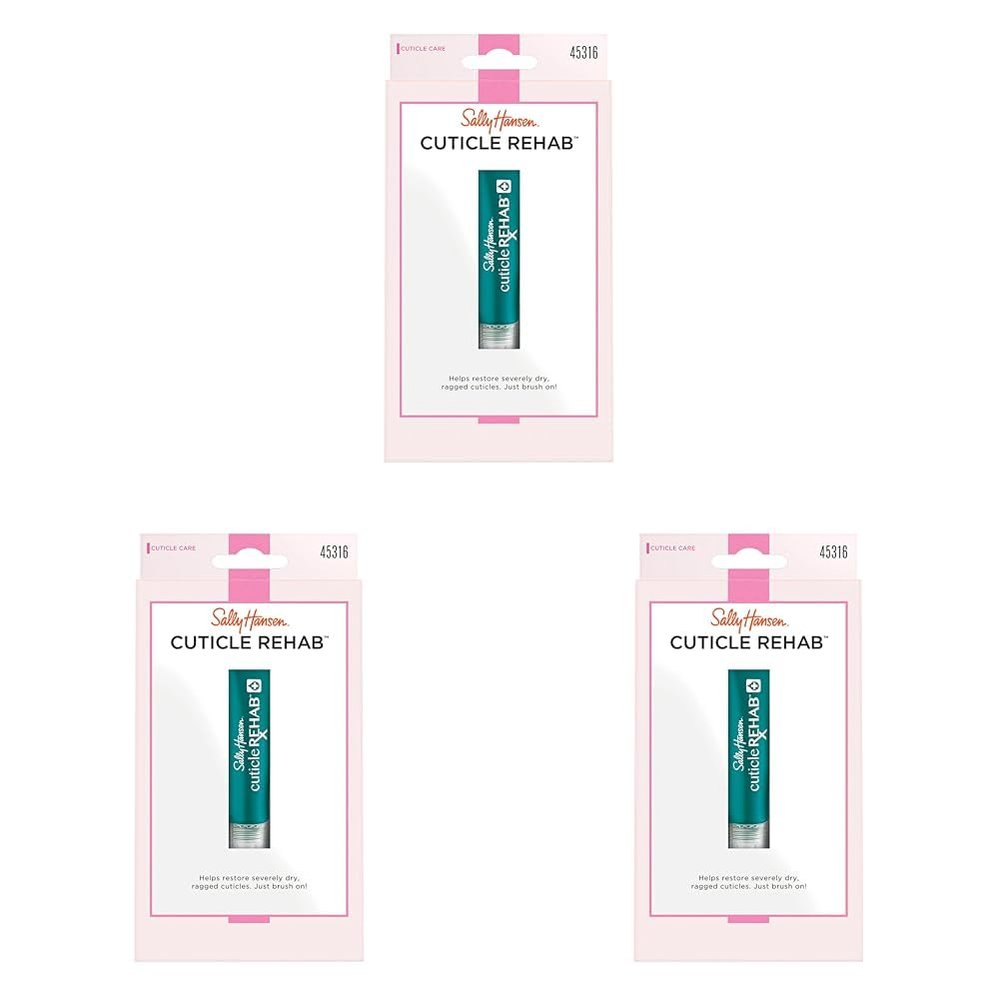 Sally Hansen Cuticle Rehab, Moisturizing Treatment, Hydrates Nails and Cuticles, Reduces Breakage, Includes Jasmine, Rose and Vitamin E (Pack of 3)