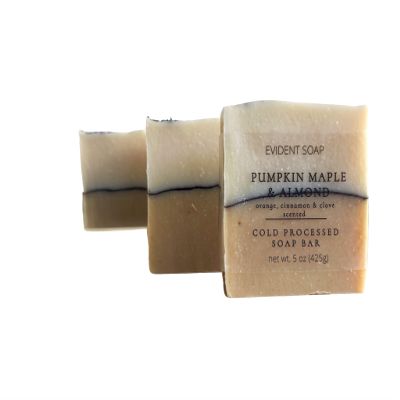 Evdient Soap Pumpkin Maple & Almond Bar Handmade Autumn Soap with Pumpkin Puree, Maple Syrup & Almond Milk Small Batch Cold Processed Natural Fall Gift Giving
