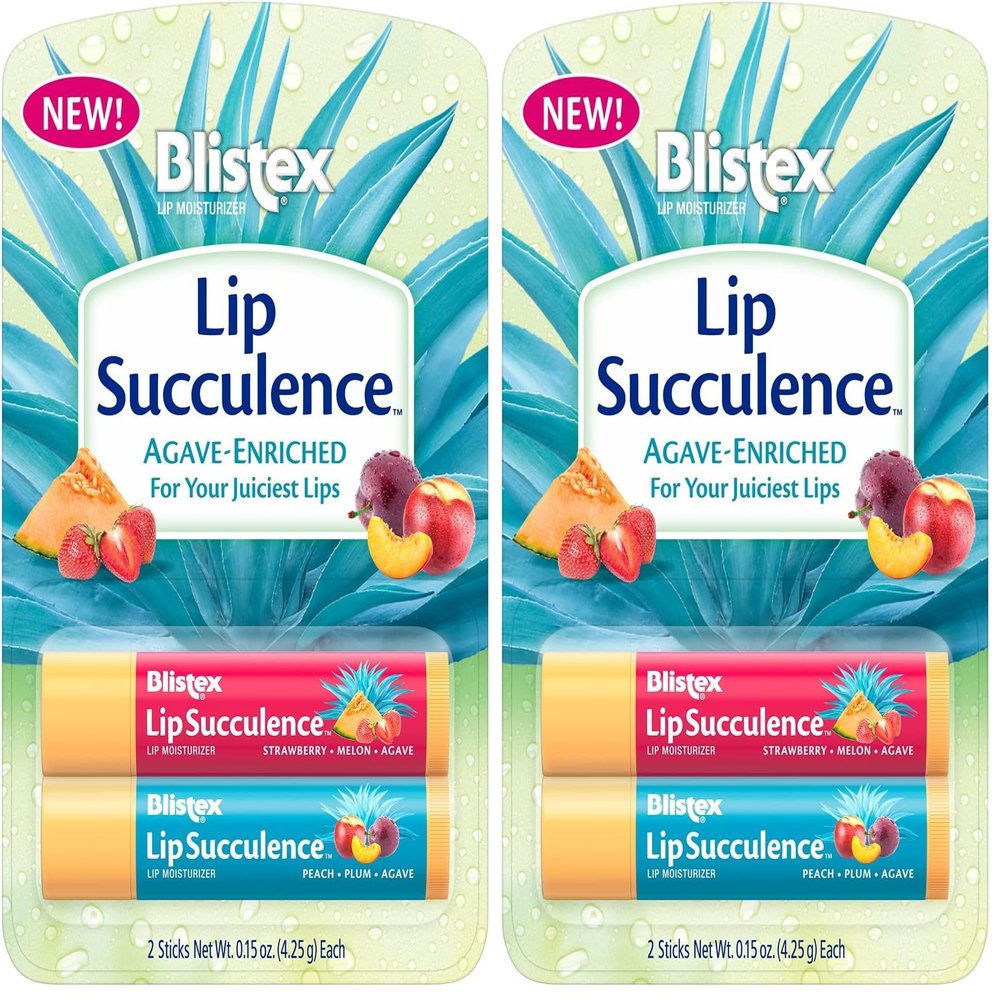 Blistex Lip Succulence Hydrating Agave-Enriched Lip Moisturizer Lip Balm 2-count (Pack of 2)
