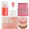 Kaja Juicy Glass Lip Plumping Oil 02 Raspberry Refresher + Dewy Bar - Creamy Multi-Stick Blusher & Lip Balm 04 Fig Smoothie Sorbet + 3-in-1 Blendable Sculpting Trio - Play Bento 01 Butter Up Bundle view 1