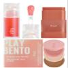 Kaja Juicy Glass Lip Plumping Oil 02 Raspberry Refresher + Dewy Bar - Creamy Multi-Stick Blusher & Lip Balm 05 Cranberry Cooler,10g + 3-in-1 Blendable Sculpting Trio - Play Bento 01 Butter Up Bundle view 1