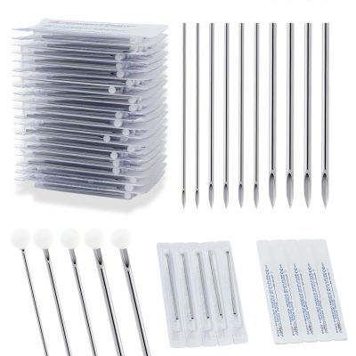 50Pcs Piercing Needles 12G 14G 16G 18G 20G Surgical Steel Hollow Needles for Ear Nose Lip Tongue Belly Nipple Cartilage Piercings Disposable Body Piercing Needles Tool