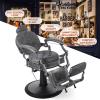 Artist hand Retro Barber Chair Heavy Duty Barber Chairs Vintage Salon Chair Hydraulic Recline Beauty Spa Styling Equipment Rounded Cushioning with Puckered Button (Grey) view 3