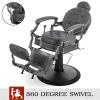 Artist hand Retro Barber Chair Heavy Duty Barber Chairs Vintage Salon Chair Hydraulic Recline Beauty Spa Styling Equipment Rounded Cushioning with Puckered Button (Grey) view 4