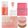 Kaja Juicy Glass Lip Plumping Oil 03 Apricot Allure + Dewy Bar - Creamy Multi-Stick Blusher & Lip Balm 02 Strawberry Sorbet,10g + 3-in-1 Blendable Sculpting Trio - Play Bento 01 Butter Up Bundle view 1