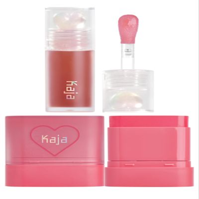Kaja Juicy Glass Lip Plumping Oil 05 Plum Paloma + Dewy Bar - Creamy Multi-Stick Blusher & Lip Balm 02 Strawberry Sorbet,10g Bundle