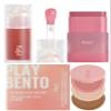 Kaja Juicy Glass Lip Plumping Oil 05 Plum Paloma + Dewy Bar - Creamy Multi-Stick Blusher & Lip Balm 04 Fig Smoothie Sorbet,10g + 3-in-1 Blendable Sculpting Trio - Play Bento 01 Butter Up Bundle view 1