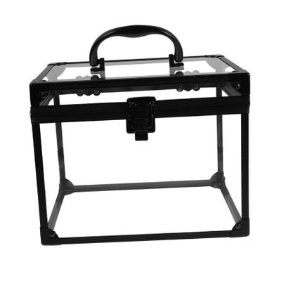 FOYTOKI Transparent Jewelry Box Lockable Makeup Travel Case Clear Cosmetic Organizer for Vanity Dresser Multifunctional Storage Locking Mechanism for Jewelry Accessories