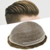 Mens Toupee Lace Hair System Toupee for Men Hairpieces Human Hair Replacement Systems Fine Welded Lace Mens Toupee Hairpiece for Men Breathable 8x10#530#5 Medium Light Brown+30% Grey 110% Density view 1