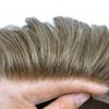 Mens Toupee Lace Hair System Toupee for Men Hairpieces Human Hair Replacement Systems Fine Welded Lace Mens Toupee Hairpiece for Men Breathable 8x10#530#5 Medium Light Brown+30% Grey 110% Density view 4