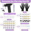 Professional Ear Piercing Gun, Reusable Ear Piercing Machine with Colorful Crystal Earrings Set for At Home Salon Earlobe Cartilage Helix Tragus Piercing Tool Kit view 2