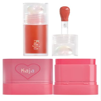 Kaja Juicy Glass Lip Plumping Oil 06 Apple Cider + Dewy Bar - Creamy Multi-Stick Blusher & Lip Balm 02 Strawberry Sorbet,10g Bundle