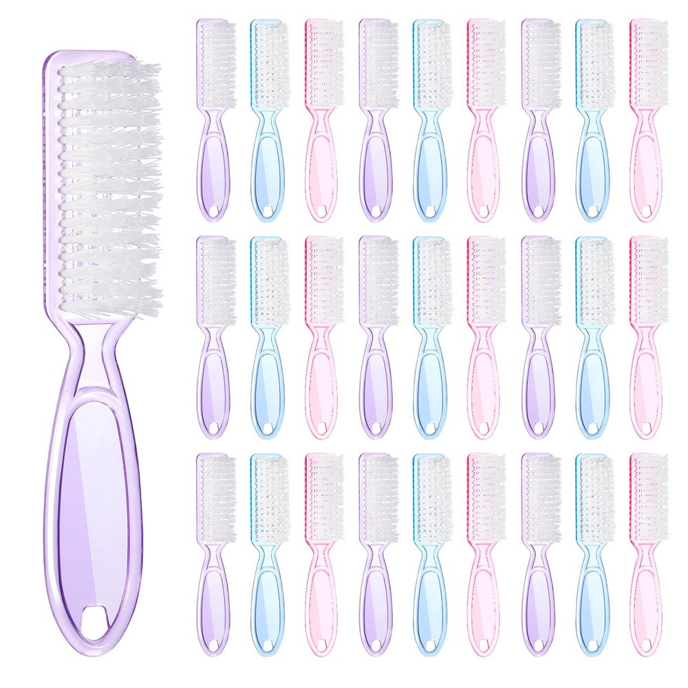 30 PCS Nail Scrubber Brush, Handle Grip Nail Brushes for Cleaning Fingernails Toenails, Finger Nail Brush Set for Cuticle Manicure Pedicure, Women Men Home Salon